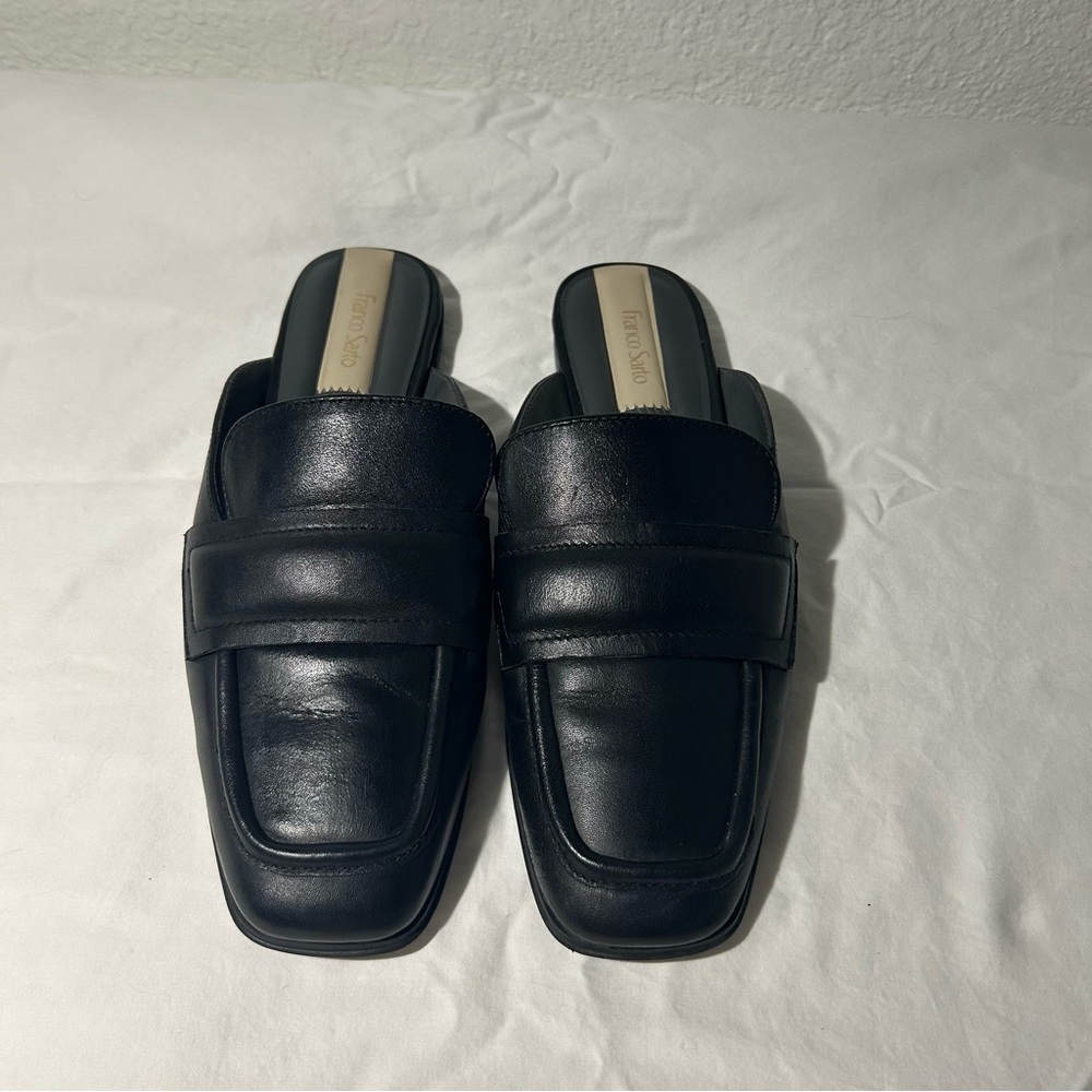 Franco Sarto Black Leather Mules, Women's Size 9 New